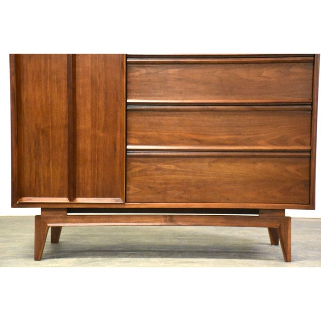 Refinished Walnut Mid Century Dresser Armoire For Sale - Image 11 of 11