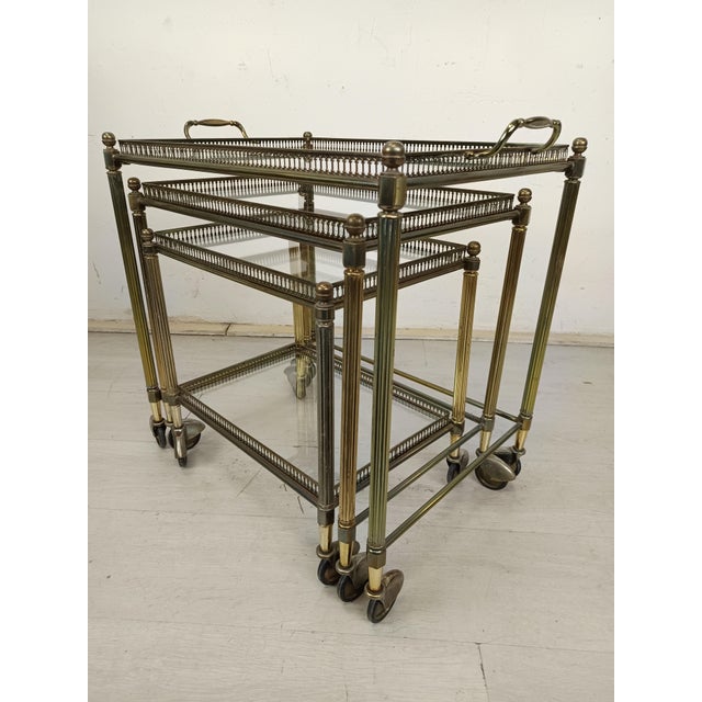 Vintage Gold Brass Nesting Tables, 1970s, Set of 3 For Sale - Image 3 of 16