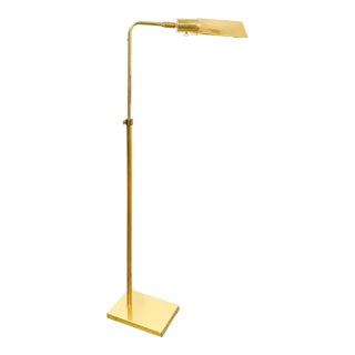 Vintage 1960s Dmi Koch & Lowy Adjustable Brass Pharmacy Floor Reading Lamp For Sale
