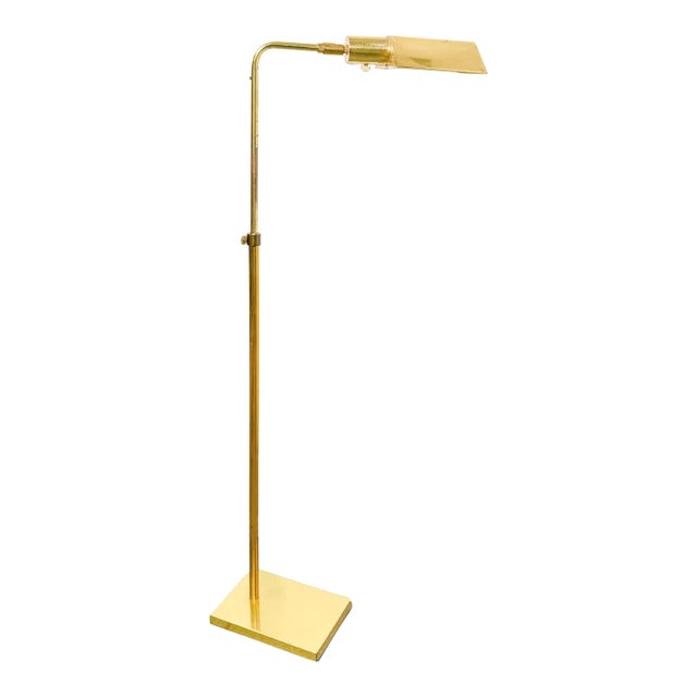 Vintage 1960s Dmi Koch & Lowy Adjustable Brass Pharmacy Floor Reading Lamp For Sale