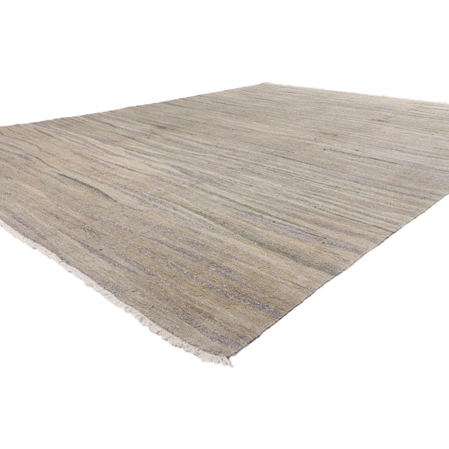 52763 Vintage Turkish Kilim Area Rug, 10'01 x 13'07. This poetic handwoven wool vintage Turkish kilim rug is a quiet ode...