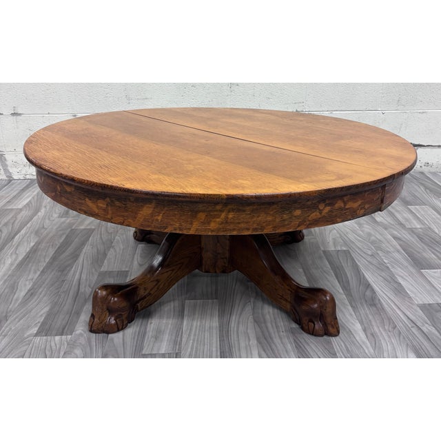 Antique Victorian 44” Round Quarter Sawn Tiger Oak Coffee Table ...