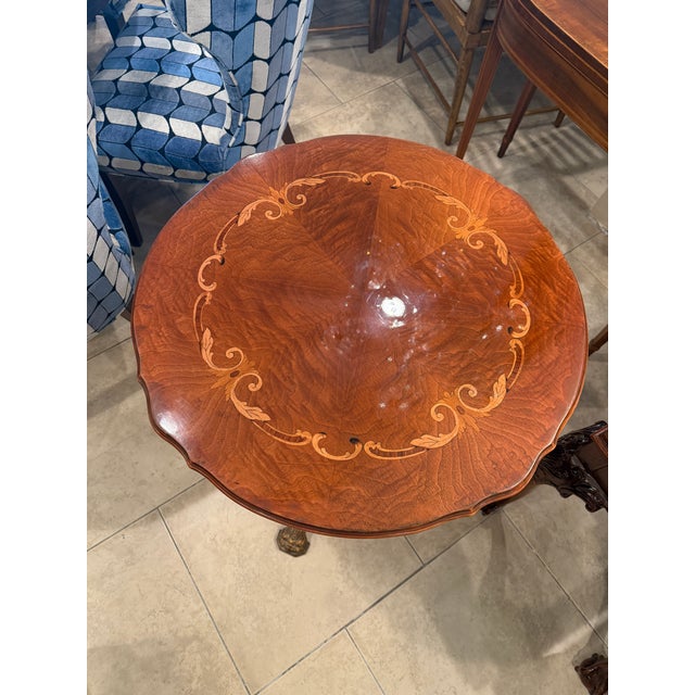 Late 19th Century Gilt Cast Iron Table With Marquetry Top For Sale - Image 10 of 11