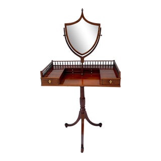 Antique English Gentleman's Dressing Table Vanity With Mirror For Sale