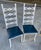 Pair of 1970s Italian Style White Metal Chairs With Navy Blue Leather Cushions For Sale In Atlanta - Image 6 of 8