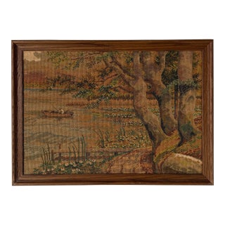 1980's Vintage Needlepoint Landscape Textile Wall Art – Framed For Sale