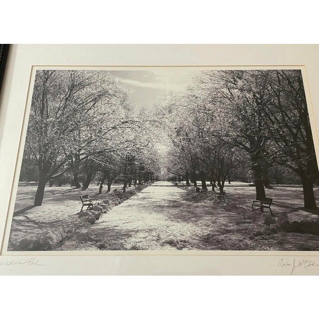 Late 20th Century Signed Gelatin Silver Print ‘Washington Park’ by Anita MacDonald – Framed Black & White Winter Landscape Photograph For Sale - Image 4 of 10