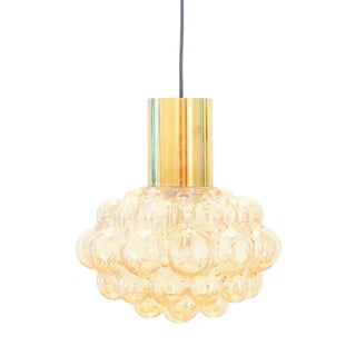 Mid-Century Amber Bubble Glass Pendant Light by Helena Tynell for Limburg, Germany, 1960s For Sale
