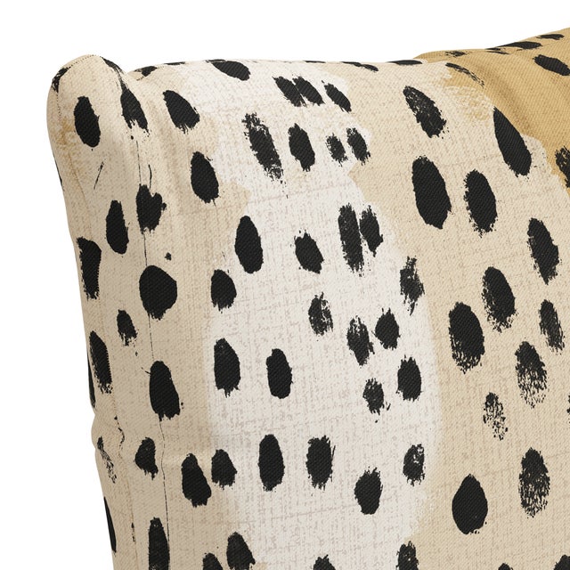 Transitional 20" Decorative Pillow with Welt in Linen Leopard Caramel For Sale - Image 3 of 6
