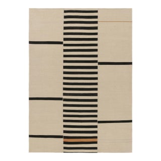 Rug & Kilim’s Contemporary Kilim in Cream and Black Tones For Sale