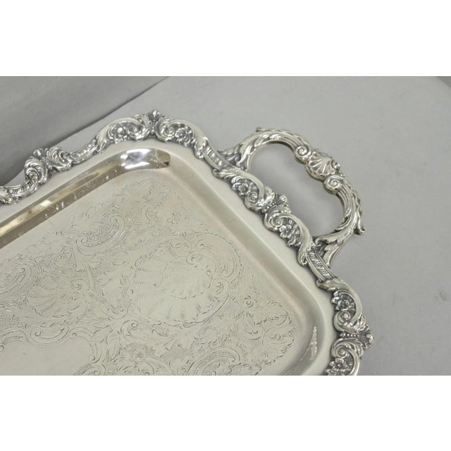 Vintage Old English Poole Silver Plated Footed Narrow Serving Platter Bar Tray For Sale In Philadelphia - Image 6 of 17