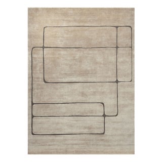 Makoua NL Handknotted Rug in Wool, Silk and Natural Linen by Kristiina Lassus For Sale