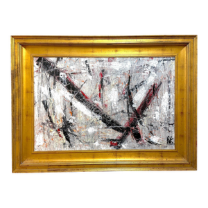 Niki Smith Monumental Abstract Expressionist Impasto Painting Giltwood Frame