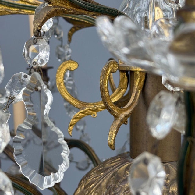 Brass Louis XVI Style, Bronze, Crystal, Thirty-Light Chandelier, France, 19th/20th C. For Sale - Image 8 of 16