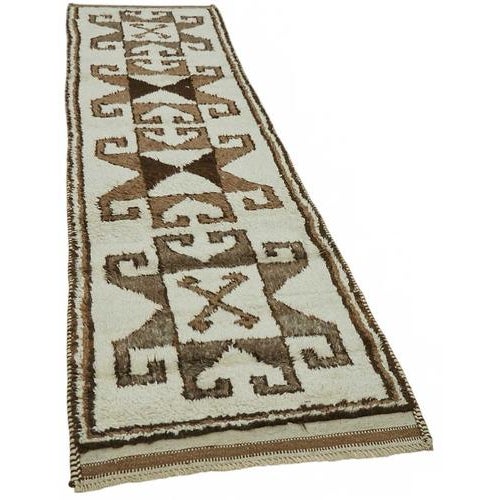 Textile Beige Bohemian Runner Rug For Sale - Image 7 of 7
