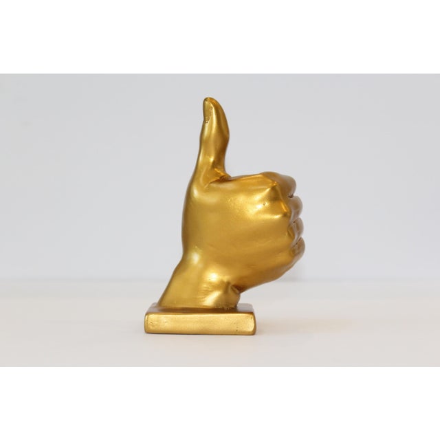Contemporary Gold Thumbs Up Hand Symbol Sculpture For Sale - Image 3 of 7