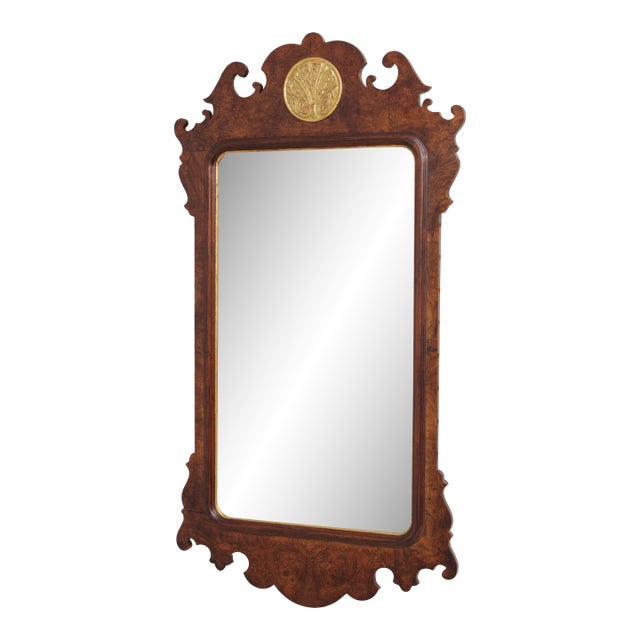 Henredon Chippendale Burl Elm Hanging Mirror For Sale