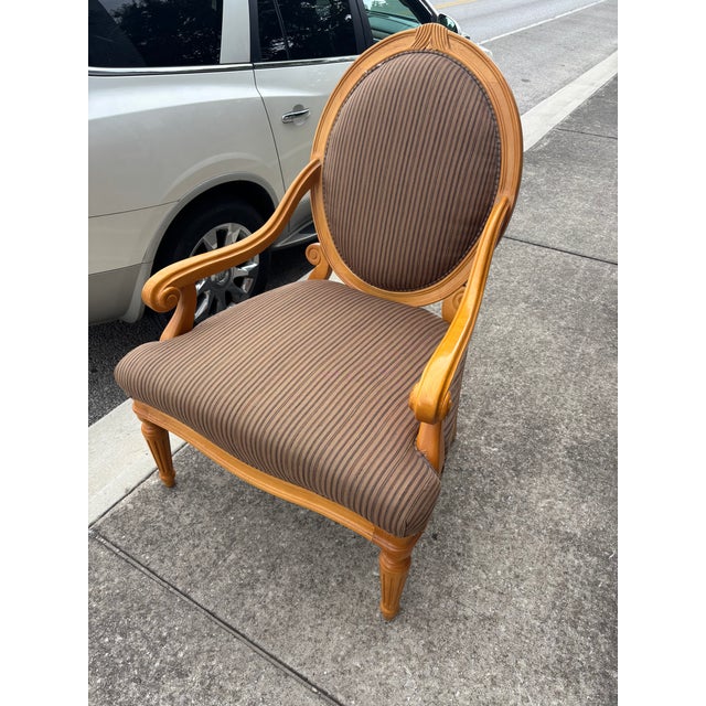 French Country 1990s Oversized French Louis XVI Style Chair For Sale - Image 3 of 6