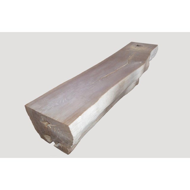 Andrianna Shamaris Single Teak Wood Log Bench or Coffee Table For Sale - Image 17 of 18