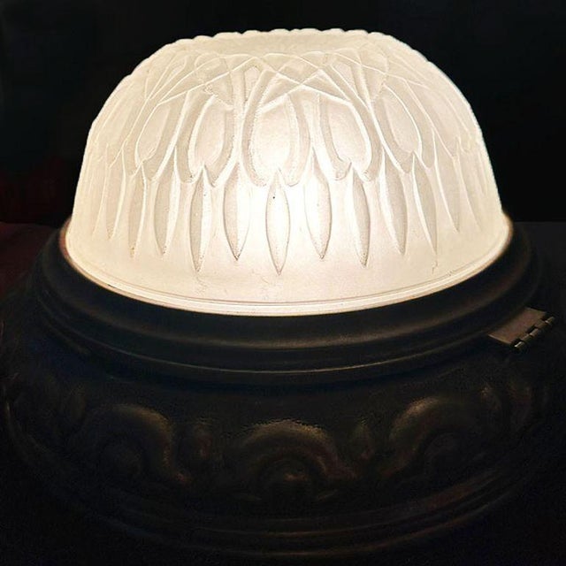 1930s Empire Style Bronze Dome Ceiling or Wall Light Fixtures, Pair For Sale In Los Angeles - Image 6 of 7