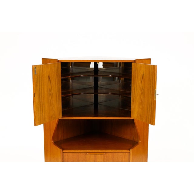 1960s Danish Modern Mid Century Teak Corner Bar Cabinet — Johannes Sorth — Nexø Mobelfabrik, Attributed For Sale - Image 5 of 12