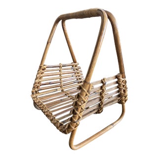 Vintage French Bamboo Magazine Holder For Sale