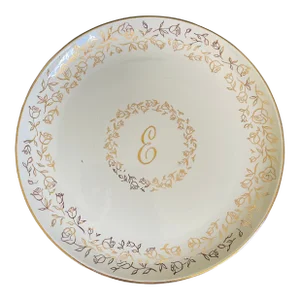 Stetson 22kt Gold Roses Plate With Monogram "E"