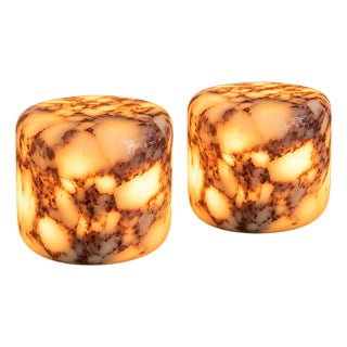 New Pair of Calacatta Marble Cordless Lamps – Rechargeable – $110 For Sale
