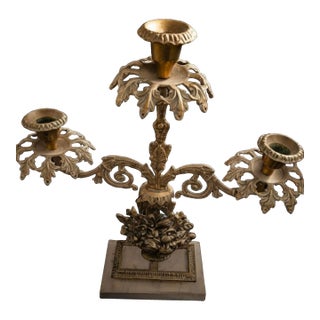 Antique Solid Brass Girandole Candelabra For Sale