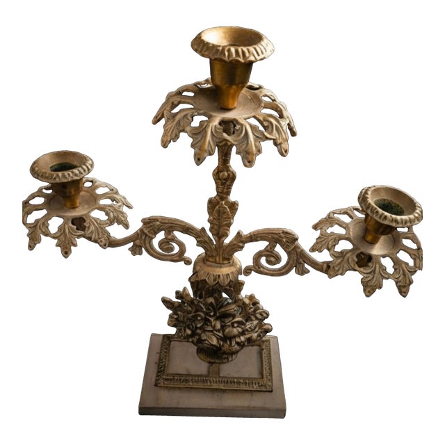 Antique Solid Brass Girandole Candelabra For Sale