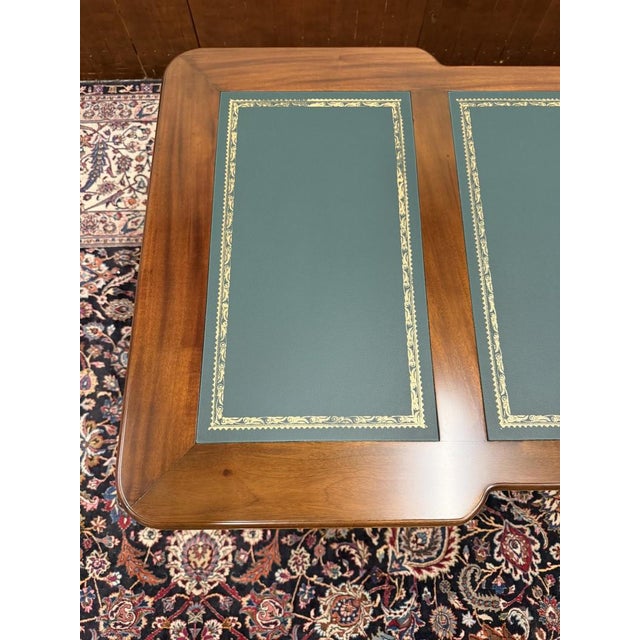 English Partner Desk with Green Leather Top For Sale - Image 18 of 18