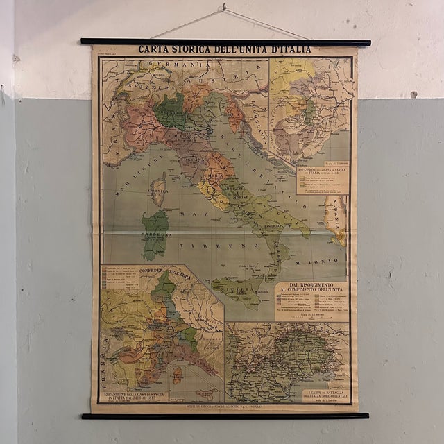 1960s Vintage Map of the Unification of Italy, 1964 For Sale - Image 5 of 5