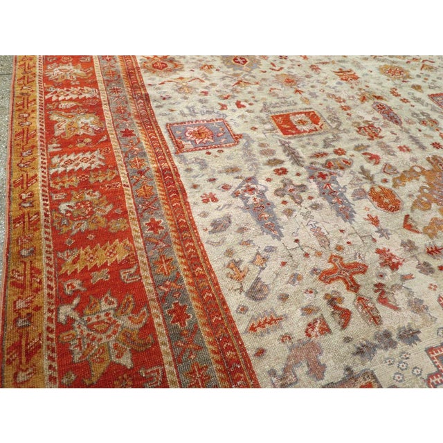 Rustic Galerie Shabab Collection Early 20th Century Turkish Oushak Room Size Carpet For Sale - Image 3 of 8