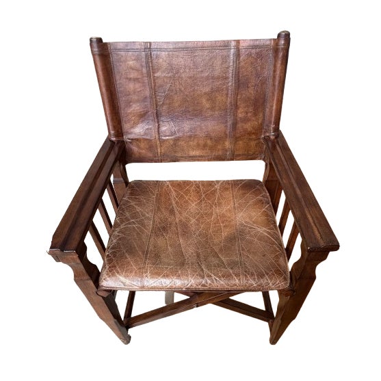 Campaign Style Leather Top Writing Desk and Leather Chair, Set of 2 For Sale - Image 15 of 18