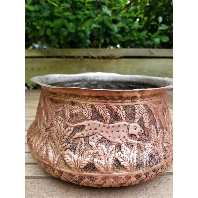 Asian Antique Highly Embellished Antique Copper Pakistani Cooking Pot For Sale - Image 3 of 11