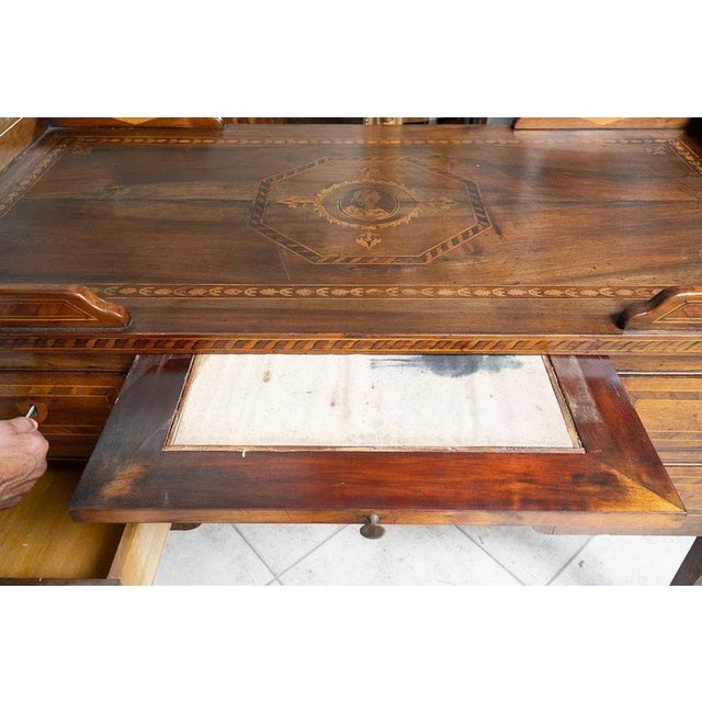 Antique Louis XVI Center Room Desk in Solid Walnut, Naples, 18th Century For Sale - Image 3 of 11