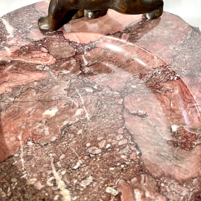 Extra Large and heavy Art Deco Stone Bowl made of Marble with Bronze Bears, around 1920, Storage bowl, Business Card Holder For Sale - Image 4 of 14
