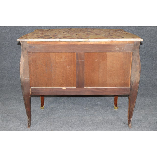 Late 19th C French Louis XV Style Breche D Alep Marble Top Commode For Sale - Image 4 of 15