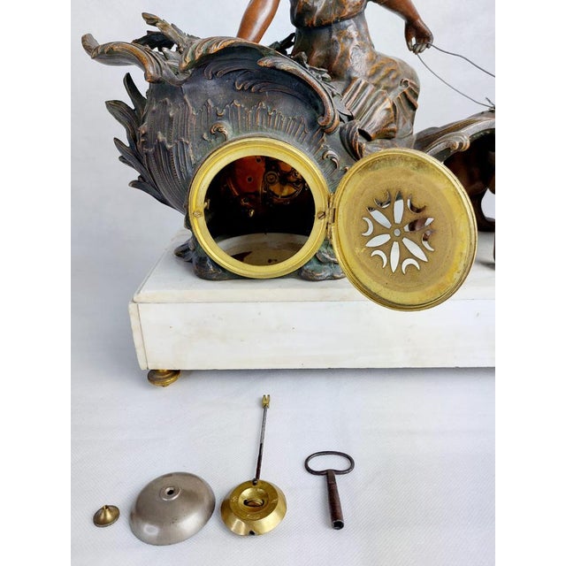 Large Antique Fireplace Clock Set, 1850, Set of 3 For Sale - Image 9 of 14