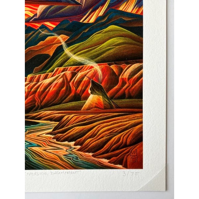 2010s William Haskell "Riverside Encampment" Giclee on Paper Limited Edition Signed / Numbered For Sale - Image 5 of 12