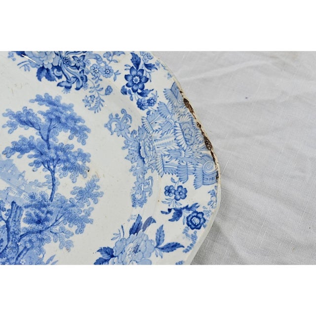 English 19th Century Blue & White Porcelain Platter For Sale - Image 4 of 9