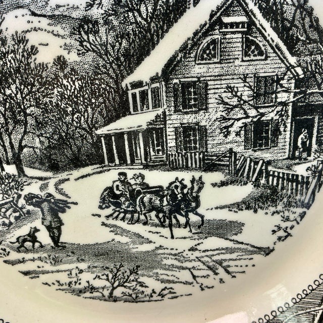 1970s Vintage Americana Boho Chic Jeannette China Black Supper Bowl-Plate - Set of 4. For Sale - Image 13 of 13