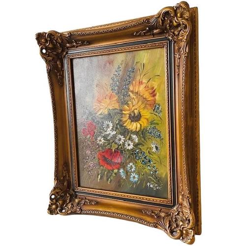 N. Witjes, Flower Bouquet, 1960s, Oil on Canvas, Framed For Sale - Image 6 of 8