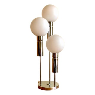 Space Age Atomic Table Lamp in Opal Chrome from Sölken Leuchten, 1970s For Sale