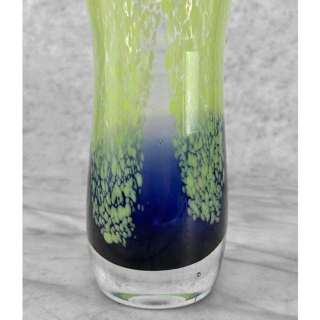 Mid 20th Century Vintage Italian Blue & Green Flared Art Glass Vase For Sale - Image 5 of 6