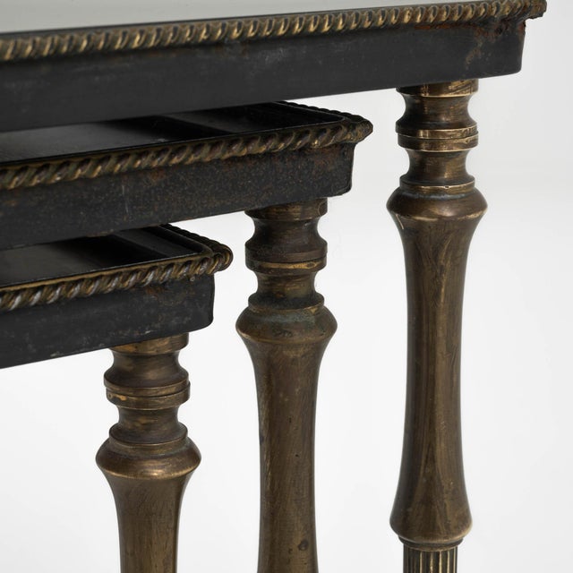 20th Century French Metal Nesting Tables, Set of Three | Chairish