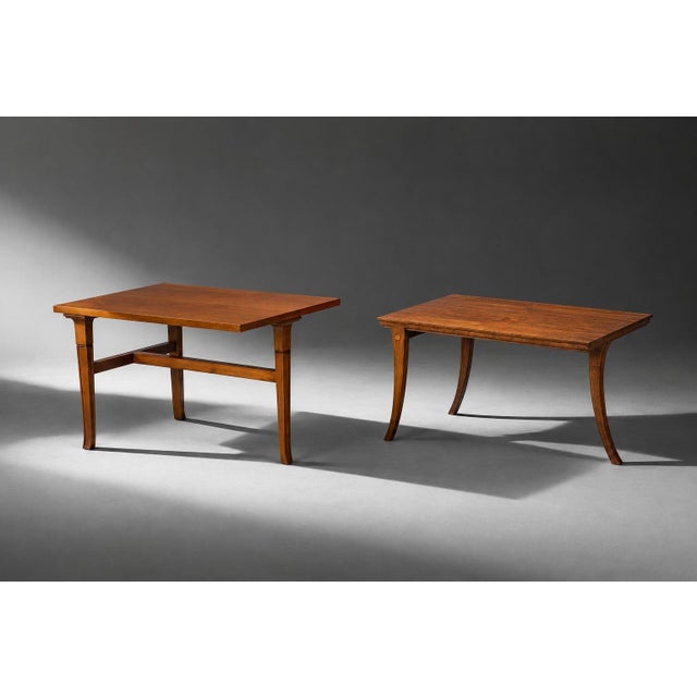 T.H. Robsjohn-Gibbings, Saridis of Athens, Rare 'Trapeza' End or Side Table, Walnut, Greece, 1960s A rare and important...