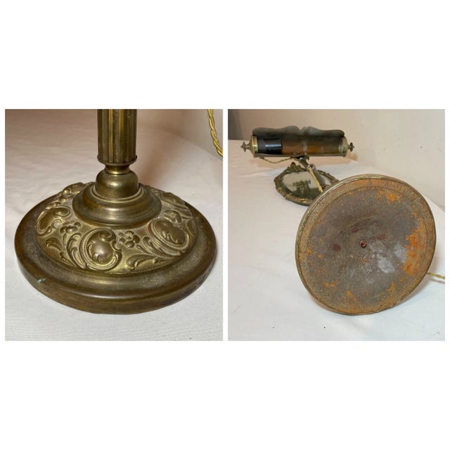 Early 20th Century Rare Antique Ornate Dépose Brass Adjustable Vanity Mirror Desk Lamp Combo For Sale - Image 5 of 12