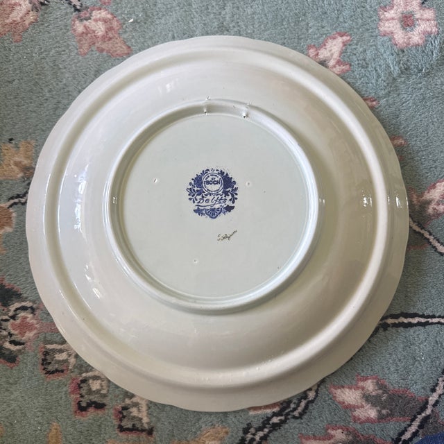 Vintage Boch “De Lits” Belgian Blue & White Delft-Style Charger Platter For Sale In Houston - Image 6 of 6