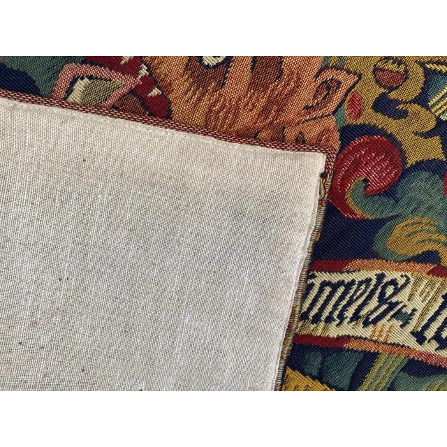 French Aubusson Style Jacquard Tapestry with Medieval Design For Sale - Image 13 of 14